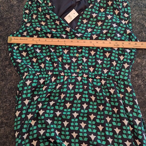 Ann Taylor Floral Tile Ruffle Belted Flare Dress - Picture 8 of 9